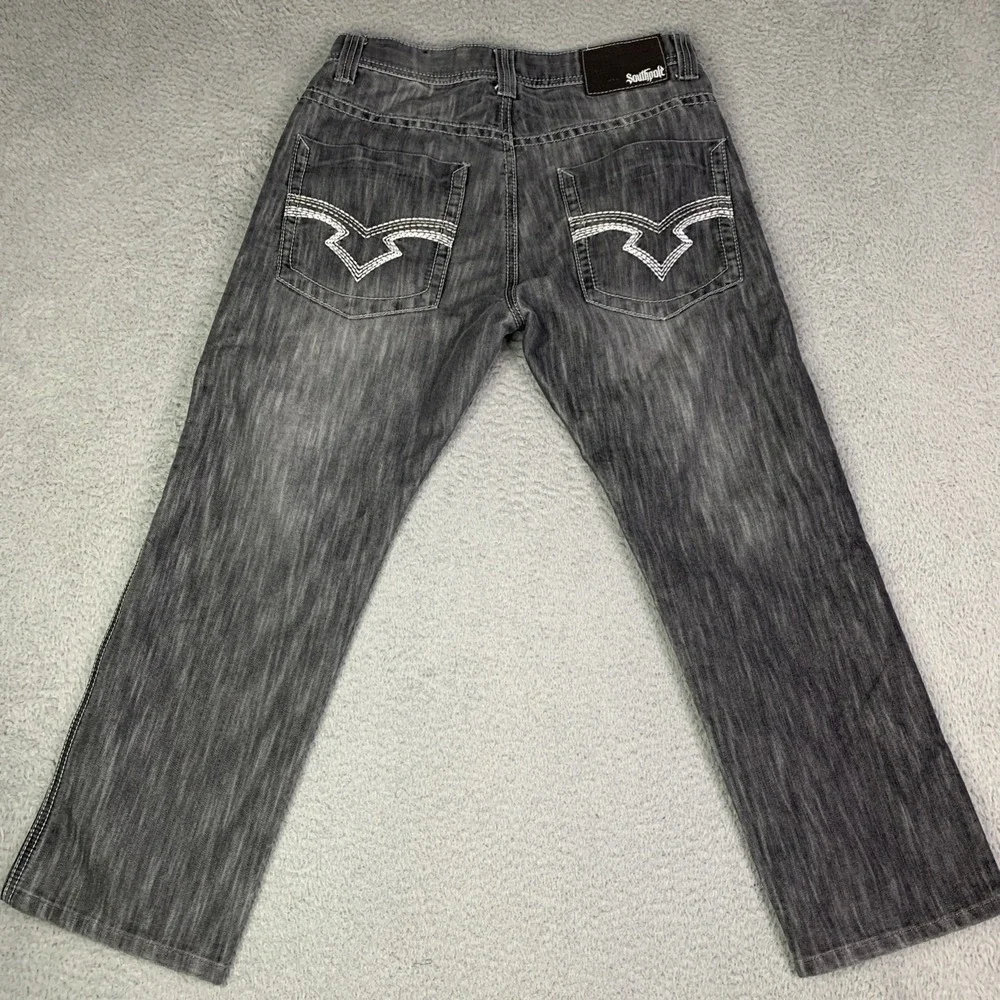 Southpole Authentic Collection Men's Jeans Baggy Streeked Blk RN82628 Size 32x26